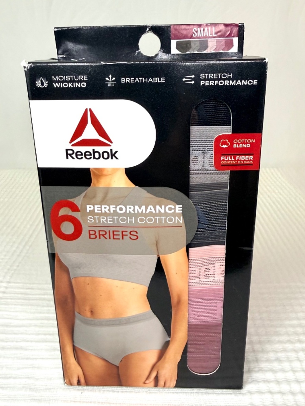 Reebok Women's Underwear Performance Cotton Brief Panties, 6-pack, S